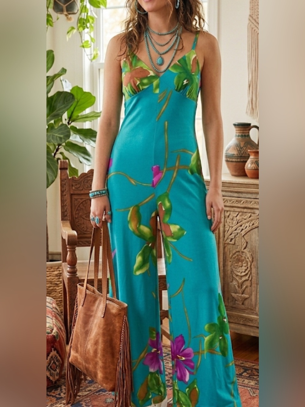 Tori Roberts Honolulu Vintage Floral Maxi Jumpsuit matching Jacket 70’s  sz 8 - Picture 2 of 13